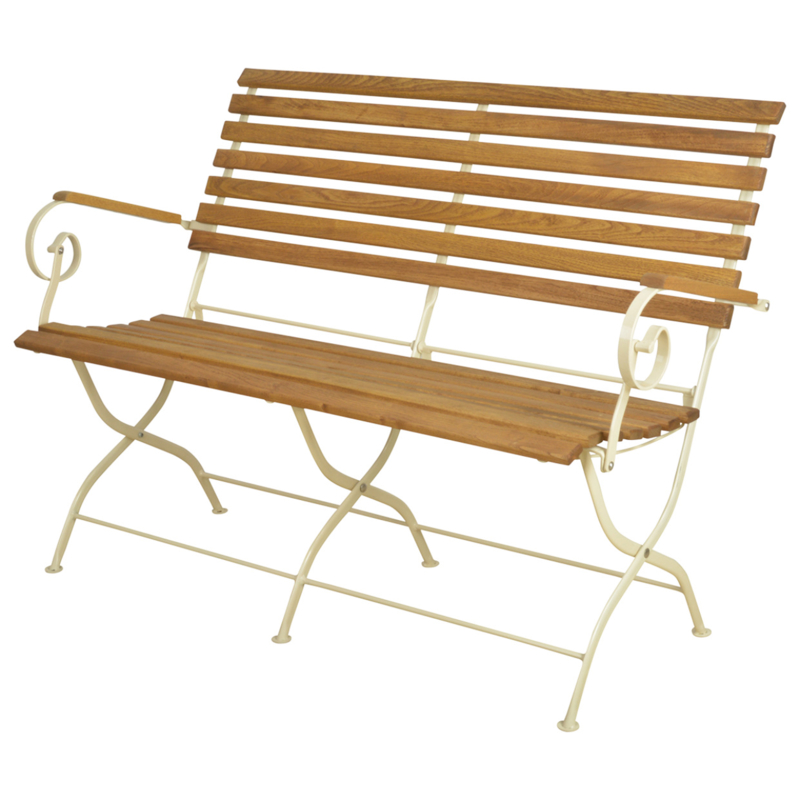 Tuinbank hout en metaal 132x63,5x88x8cm Tuinbanken/ picknicktafels