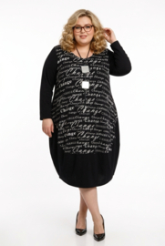 New Jersey viscose ballon jurk stretch zwart/wit