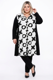 AKH oversized katoen mix A-lijn blazer stretch zwart/wit
