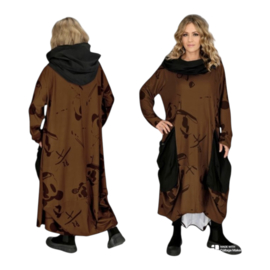 dYb viscose  A-lijn jurk met capuchon stretch