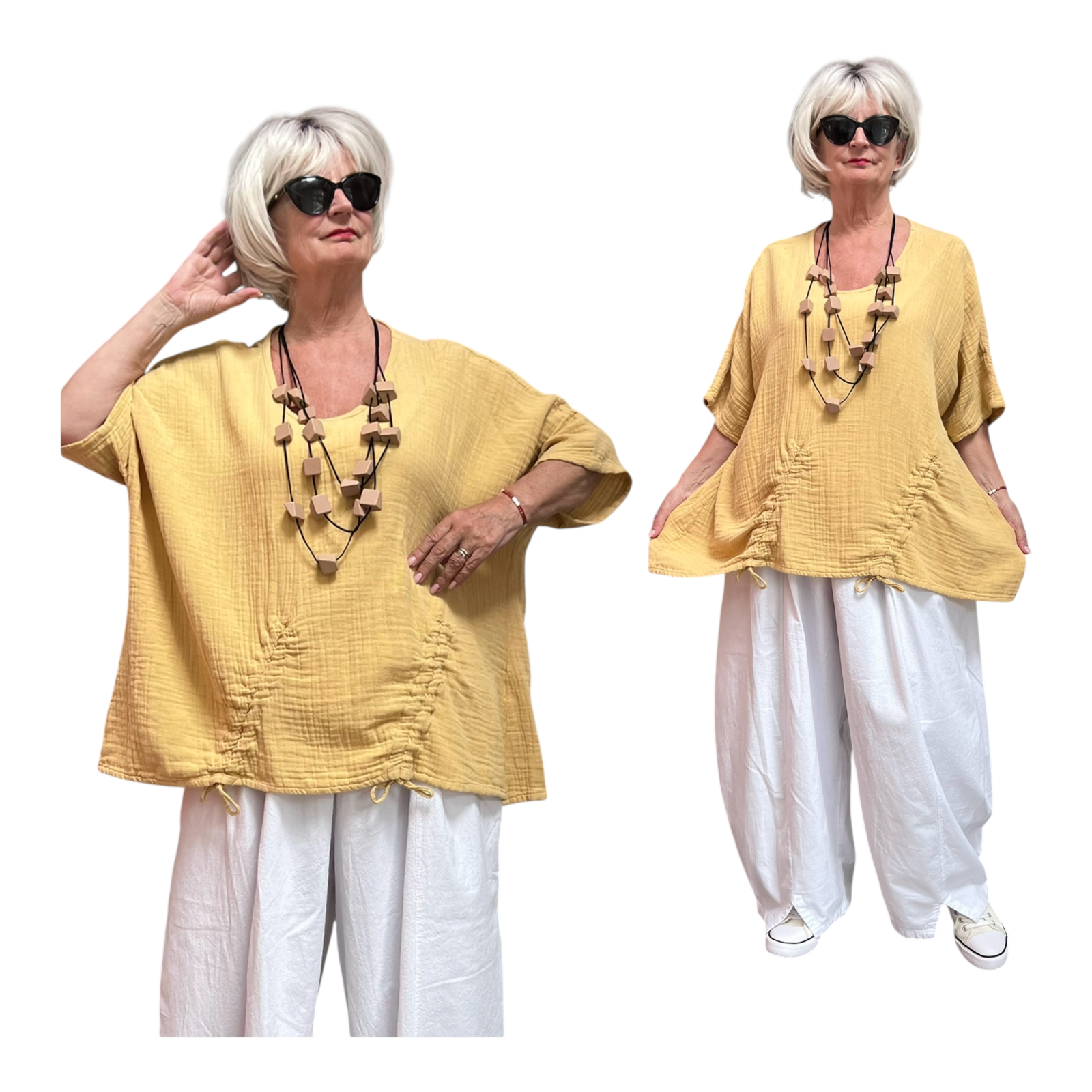 KEKOO design oversized katoen/linnen  mousseline top