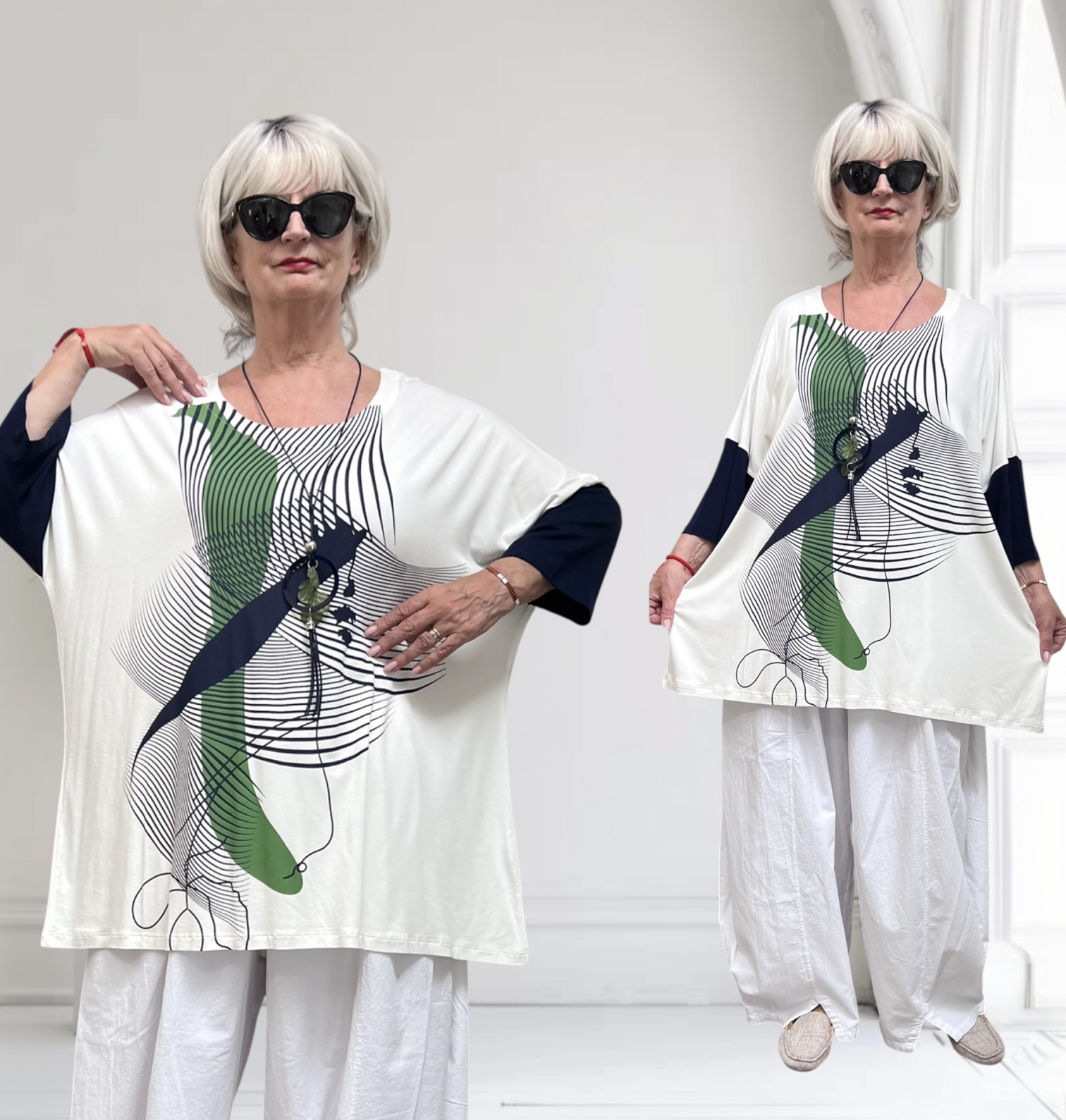 Zedd Plus viscose top met ketting stretch