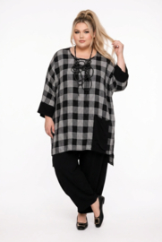 AKH viscose mix tuniek met een zak /apart/ zwart/grijs