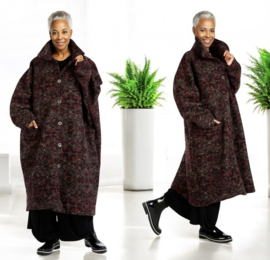 AKH oversized lange wollen winterjas/mantel  gevoerd