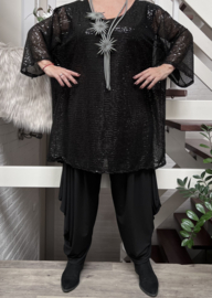 ITALIA MODA oversized tuniek met inzet van pailletten/glitter stof gevoerd /stretch  /in meerdere kleuren