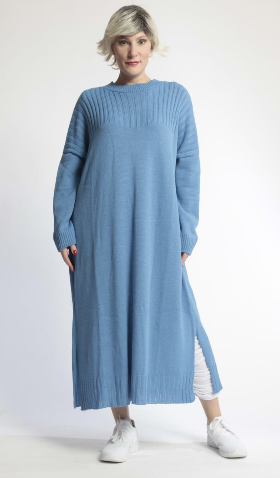 AKH gebreide oversized tuniek/jurk  apart stretch
