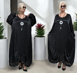 Divas planet viscose A-lijn jurk zwart