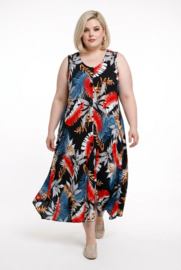 R.A.F.A.Y viscose A-lijn jurk/hemd met knoopsluiting/ stretch