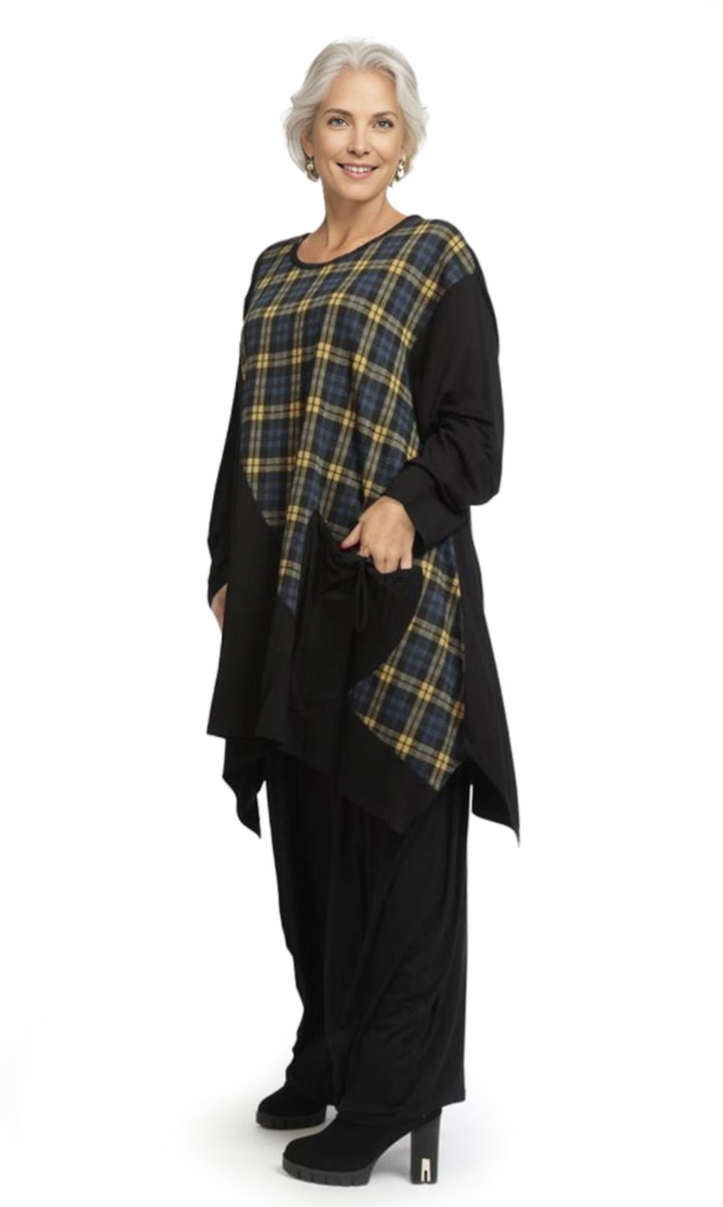 AKH oversized viscose jersey A-lijn tuniek apart stretch zwart
