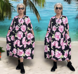 SASHA SONA oversized viscose jurk met zakken  / stretch/ zwart