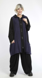 AKH viscose  A-lijn blazer met zakken stretch zwart/paars