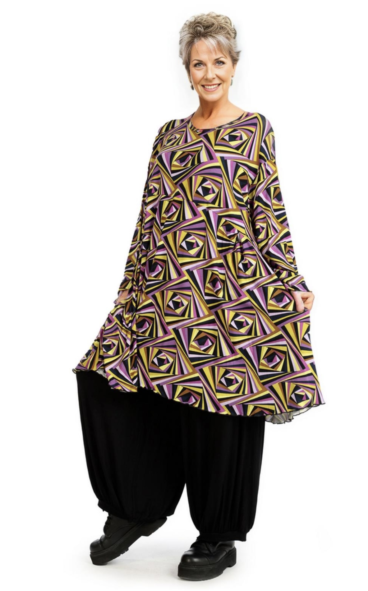 AKH oversized viscose tricot A-lijn tuniek  apart stretch