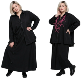 Vincenzo Allocca oversized katoen A-lijn vest/blouse/tuniek met rits/zwart apart stretch
