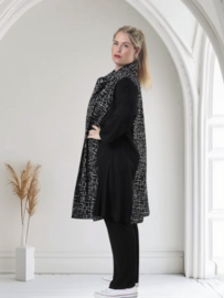 AKH oversized viscose A-lijn blazer/vest/jas apart  zwart/wit/stretch