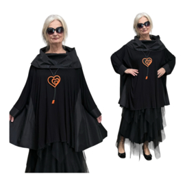 AKH oversized jersey viscose A-lijn tuniek met col zwart apart  stretch