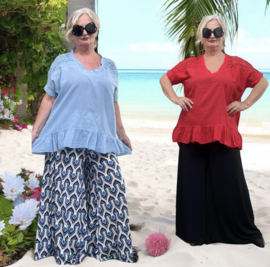 ITALIA oversized katoen top met kant /in meerdere kleuren