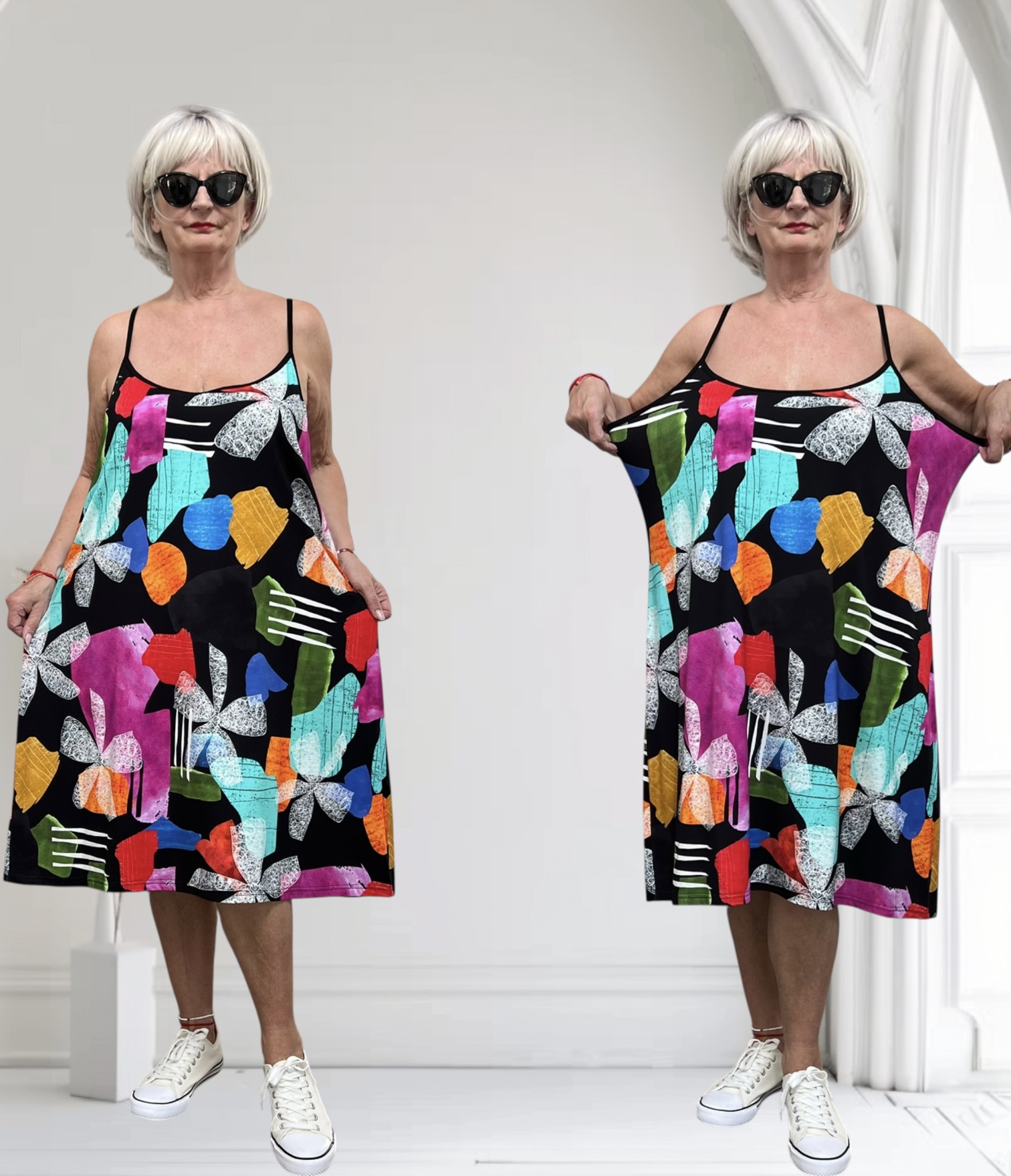 Ophilia viscose A-lijn tuniek/jurk  stretch