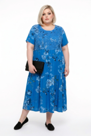 ITALIA MODA viscose/katoen A-lijn jurk met KANT/ /in meerdere kleuren