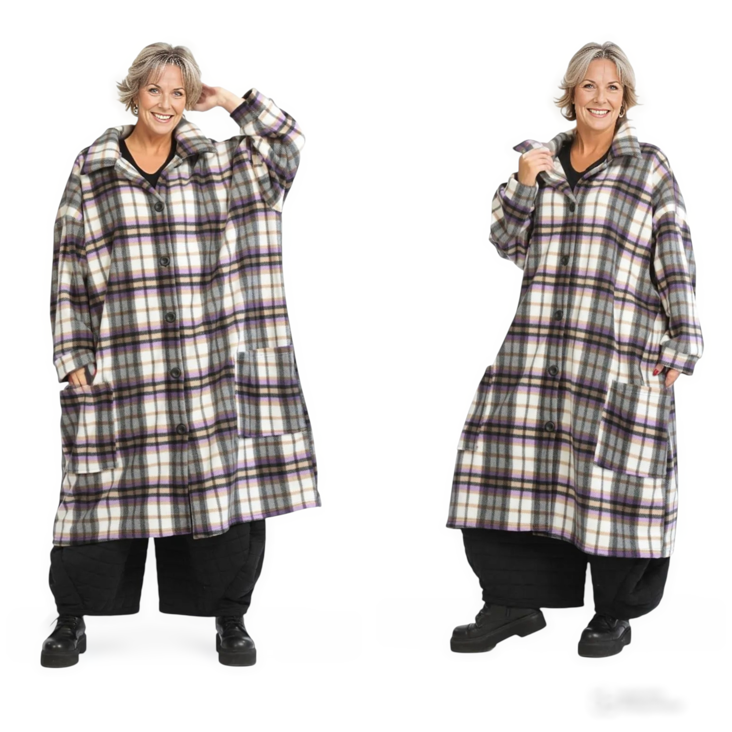 AKH oversized fleece winterjas/mantel stretch