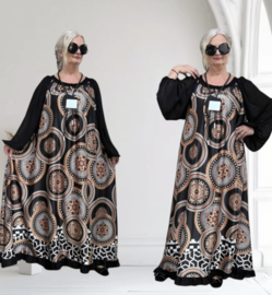 SASHA MORA oversized A-lijn jurk met een vleugje zijde zwart