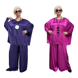ITALIA chique viscose/satijn setje top + broek apart /in meerdere kleuren
