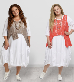 Moonshine oversized de modieuze kleuring  katoen KANTEN top apart stretch /in meerdere kleuren