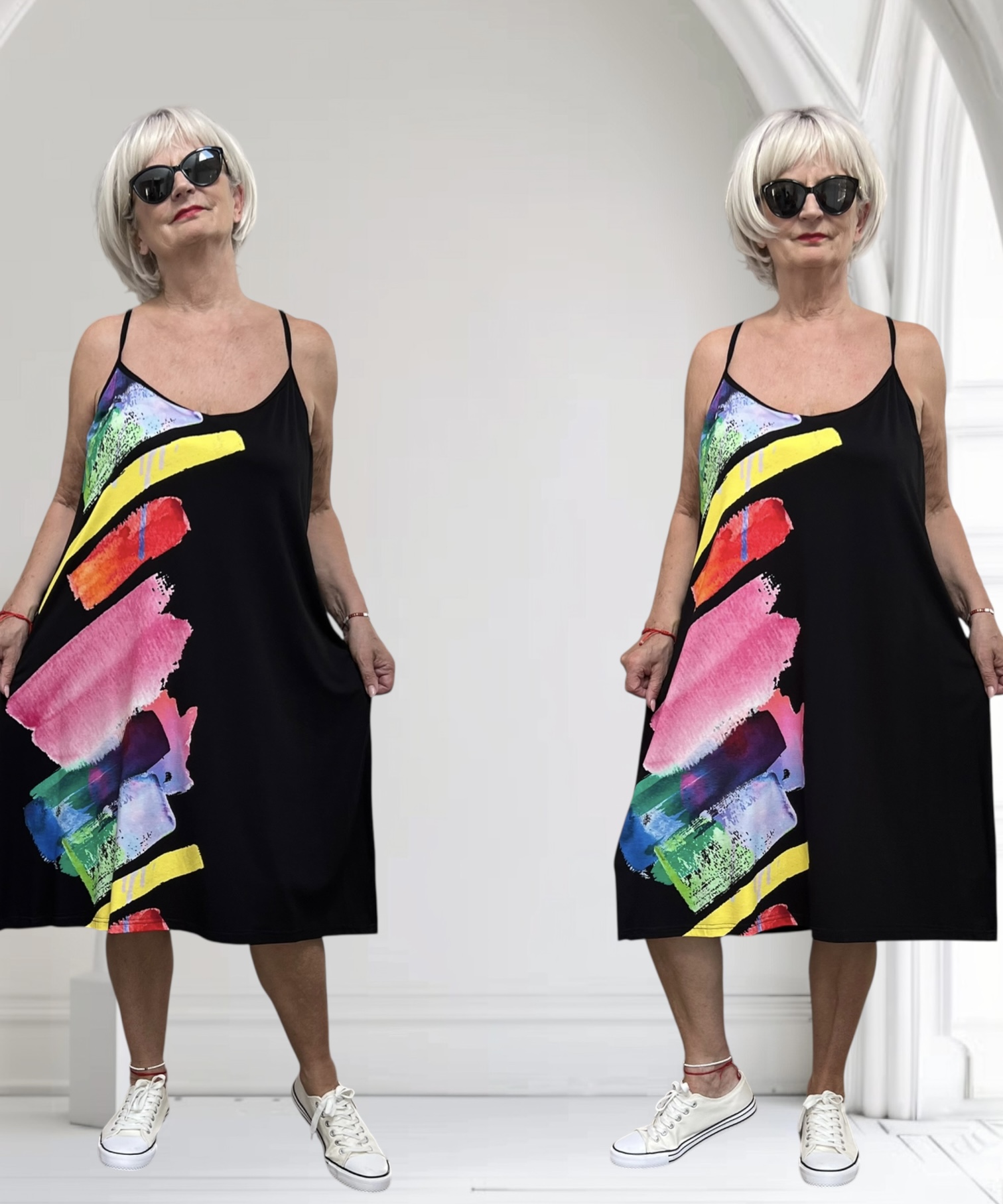 Ophilia viscose A-lijn jurk/tuniek  stretch
