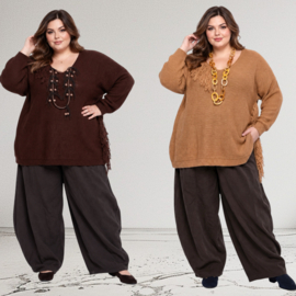 ITALIA oversized acryl mix gebreide top met franjes /in meerdere kleuren