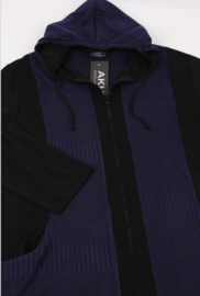 AKH viscose  A-lijn blazer met zakken stretch zwart/paars
