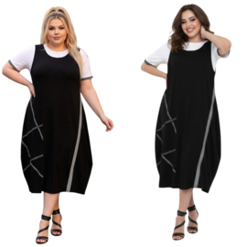 SASHA Grande versized A-lijn jurk + top stretch/premium kwaliteit