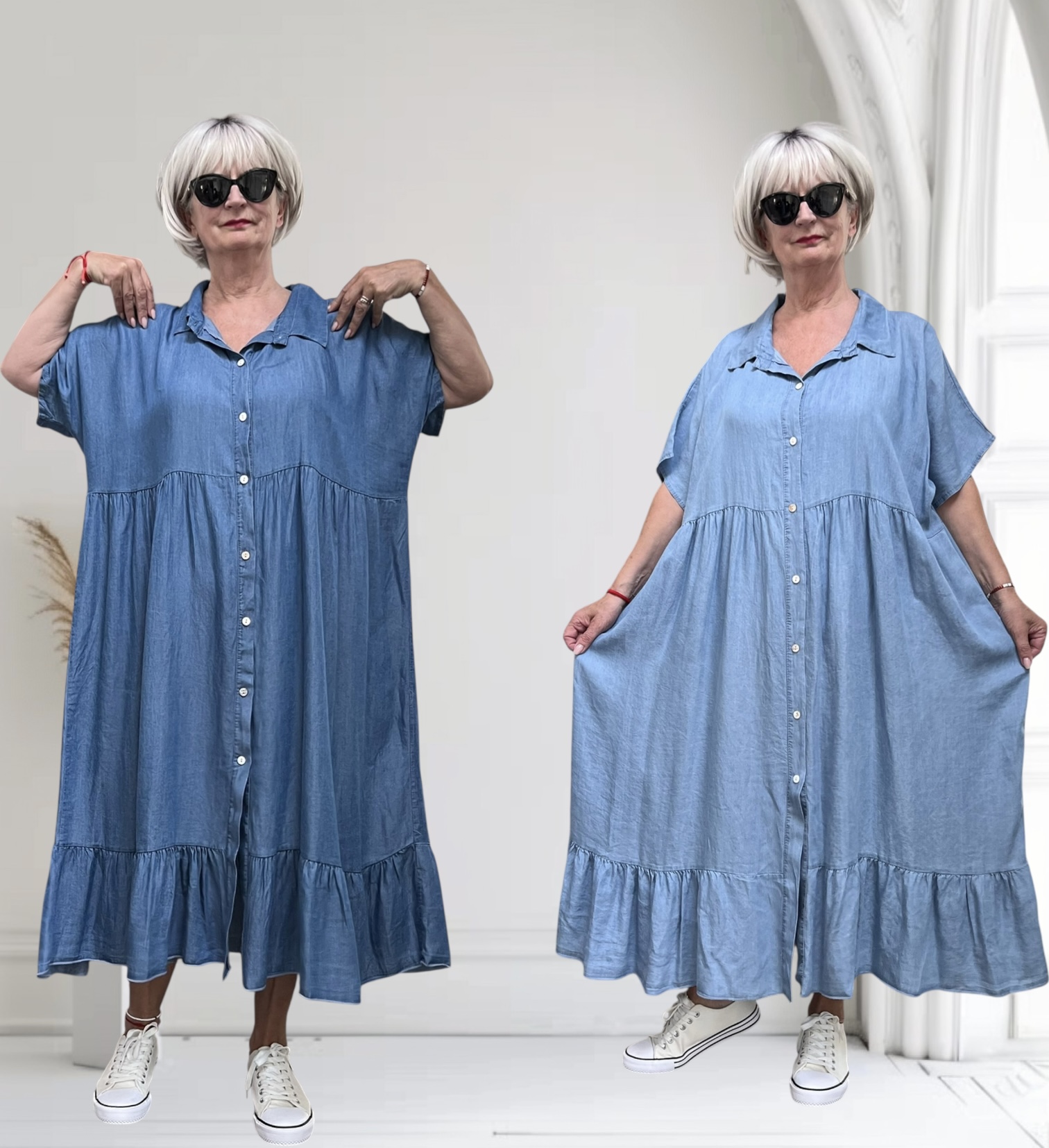 ITALIA MODA   jeans tencel jurk/hemd apart /in meerdere kleuren