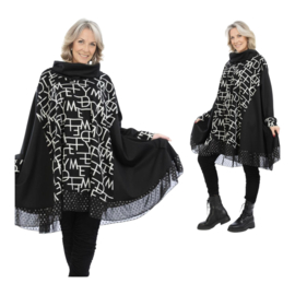 AKH oversized viscose A-lijn tuniek  apart zwart/grijs stretch