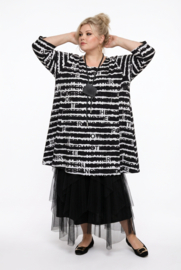 New Jersey oversized viscose A-lijn jurk/tuniek / stretch/zwart/wit
