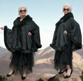 MM Sweet gebreid super zacht omslagdoek/poncho met bont
