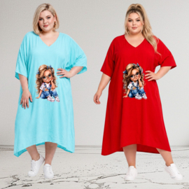 ITALIA MODA  oversized mousseline katoen jurk/in meerdere kleuren
