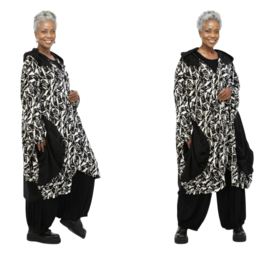 AKH oversized viscose mix A-lijn blazer/jas/vest/apart/ stretch zwart /wit