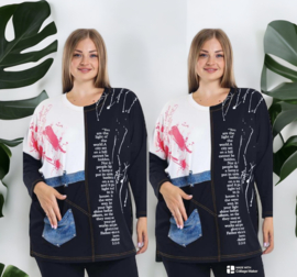 LA VELINA oversized katoen jersey top  stretch/zwart