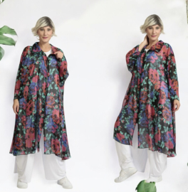 AKH oversized chique chiffon A-lijn  hemd/tuniek met ritssluiting  apart
