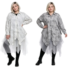 FlyOut  oversized hemd/tuniek met inzet van tule stof/in meerdere kleuren