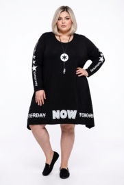 Naveed oversized viscose A-lijn jurk/tuniek / stretch/zwart/wit