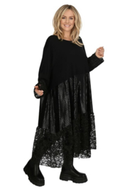 AKH oversized viscose A-lijn jurk met glitter KANT stretch