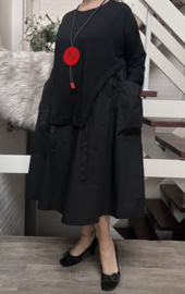 ITALIA MODA  katoen A-lijn jurk met zakken/ stretch zwart
