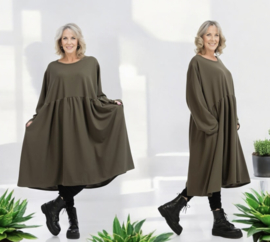 AKH A-lijn winter jurk/tuniek met zakken apart stretch