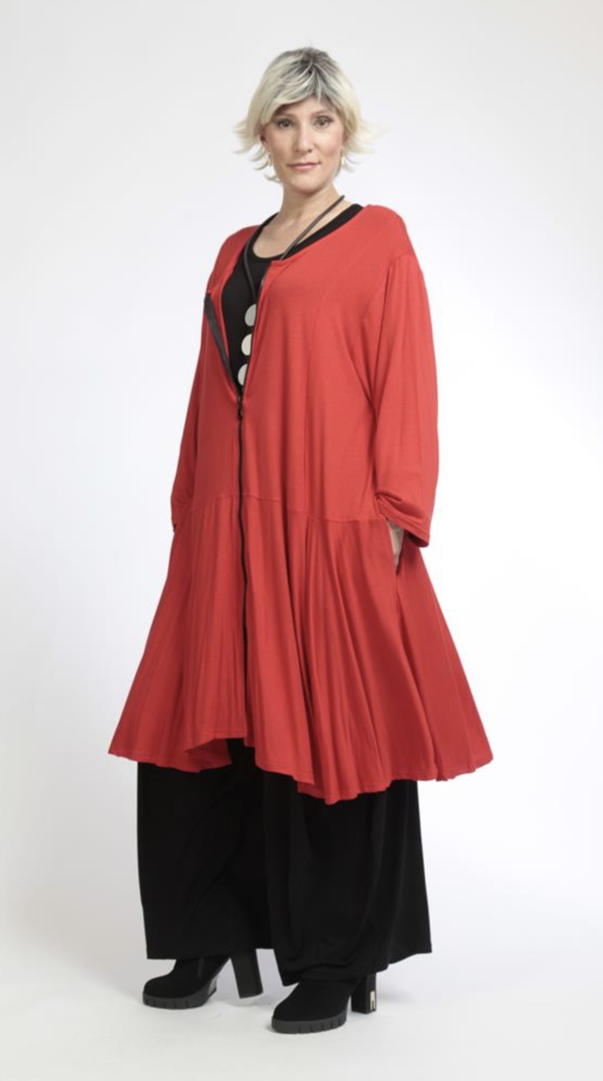 AKH oversized viscose A-lijn blazer met ritssluiting apart stretch