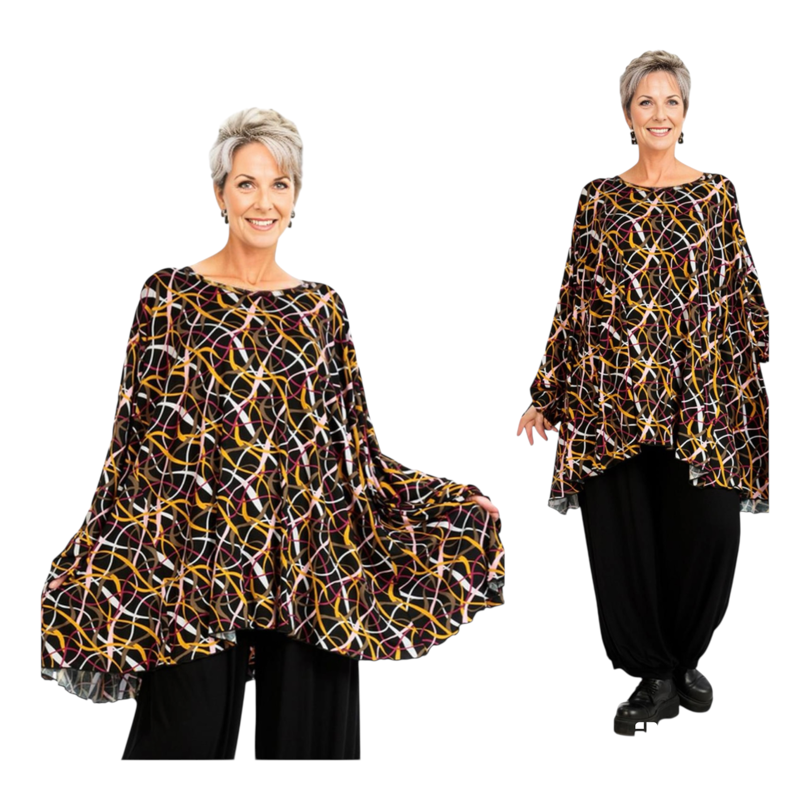 AKH oversized viscose tricot A-lijn tuniek  apart stretch
