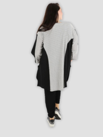 AKH oversized viscose jersey A-lijn blazer/vest apart/ stretch zwart/wit
