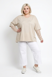 ITALIA oversized katoen top met kanten mouwen stretch /in meerdere kleuren