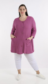 AKH gebreide oversized A-lijn katoen vest/blazer apart stretch