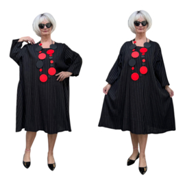 AKH oversized linnen mix A-lijn jurk/tuniek met zakken apart zwart