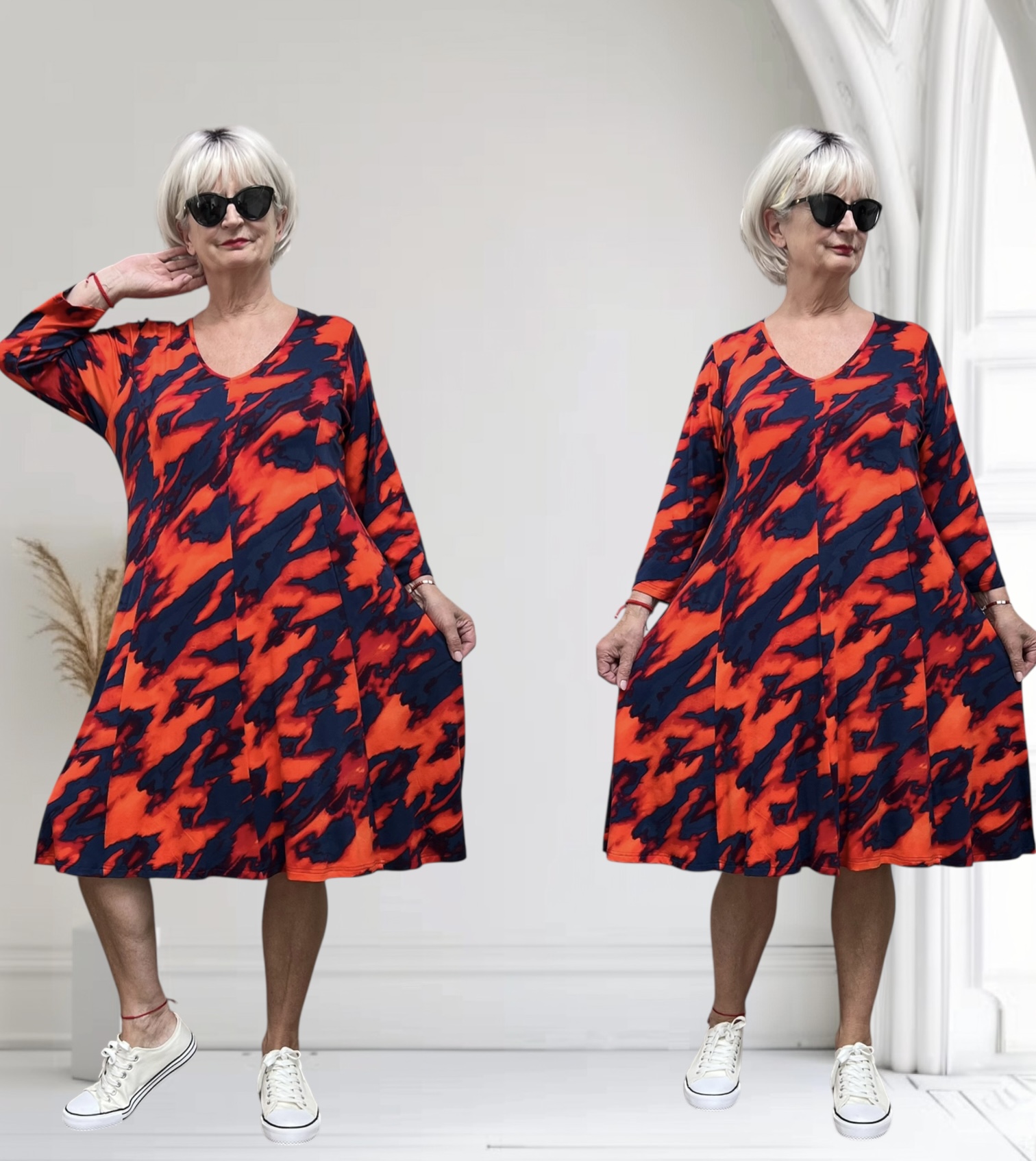 Ophilia viscose A-lijn jurk  stretch